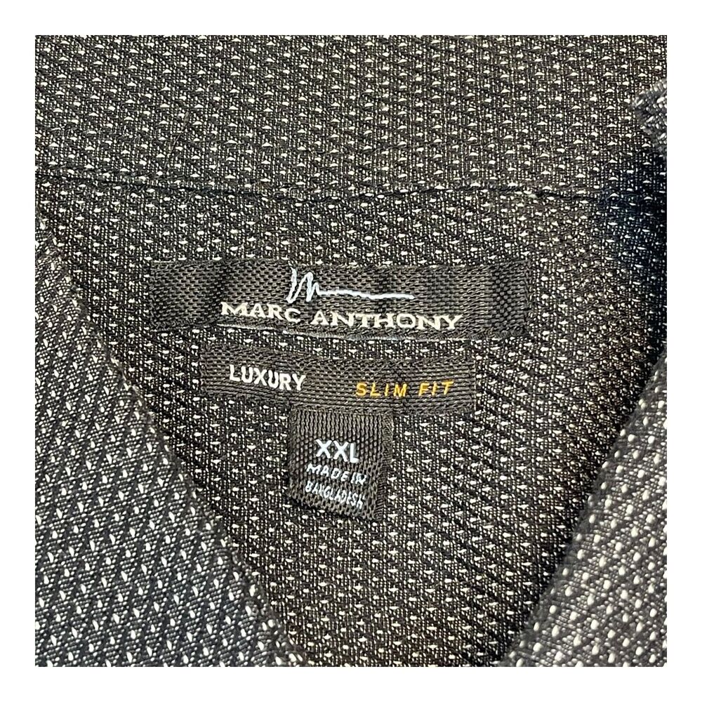 Marc Anthony Luxury Shirt Men 2XL Black Polka Dot 100% Cotton Slim Fit Button-Up - Picture 3 of 7